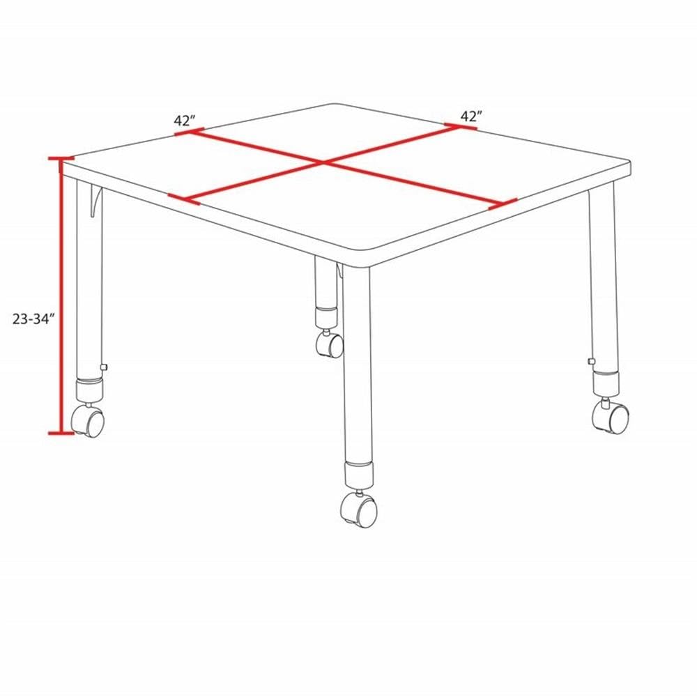 42" Square Mobile Table with 4 Stack Chairs T100637