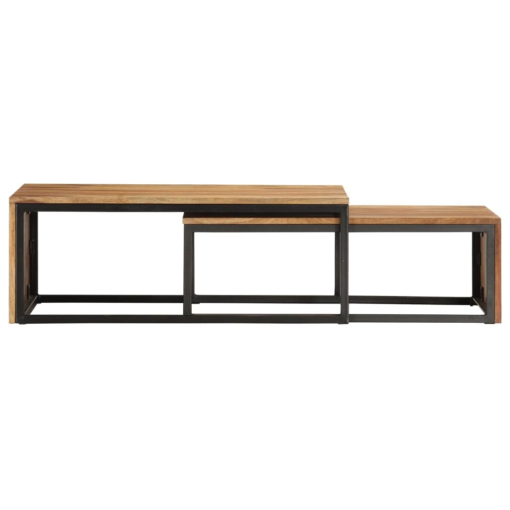 2 pcs Solid Sheesham Wood Nesting Tables M405