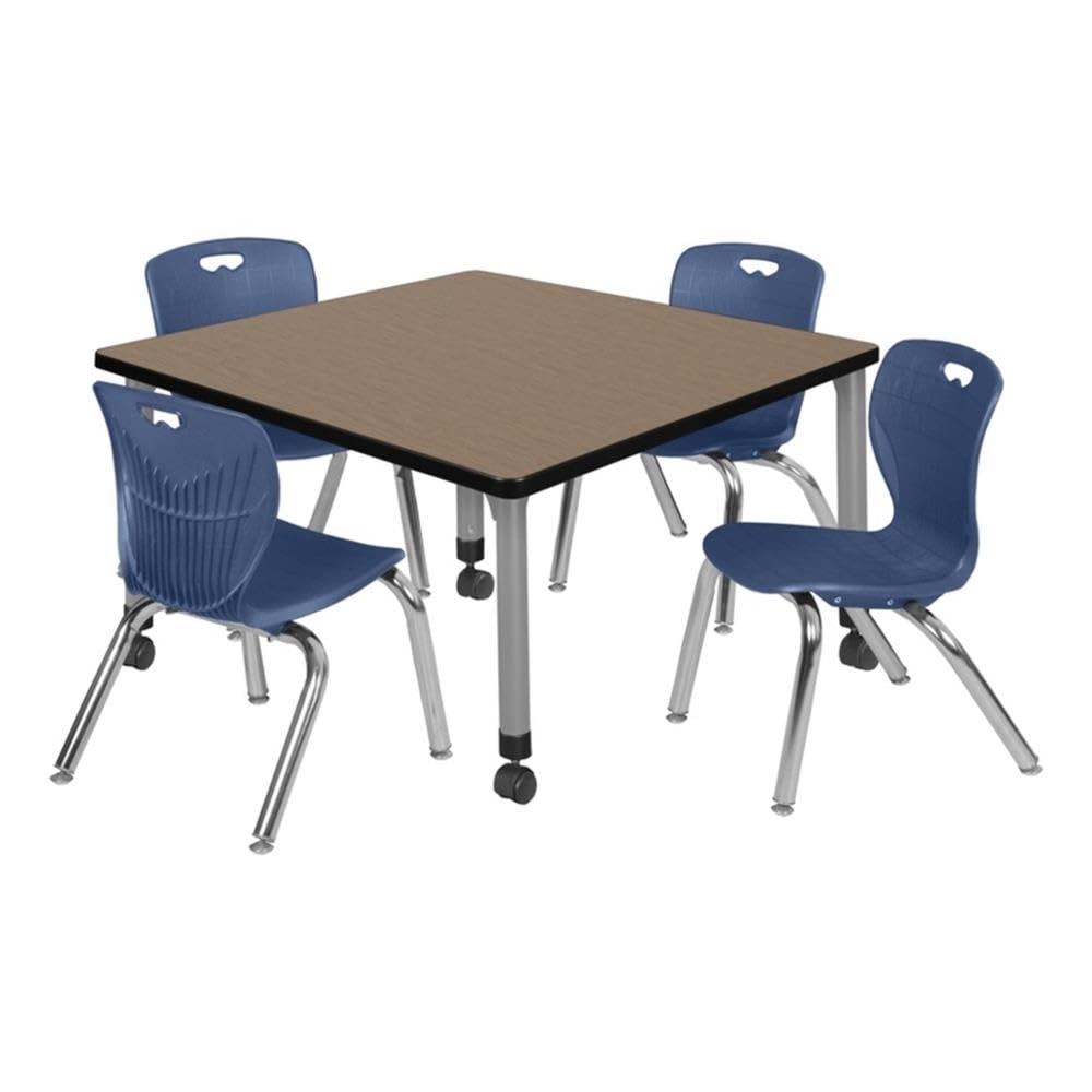 42" Square Mobile Table with 4 Stack Chairs T100637