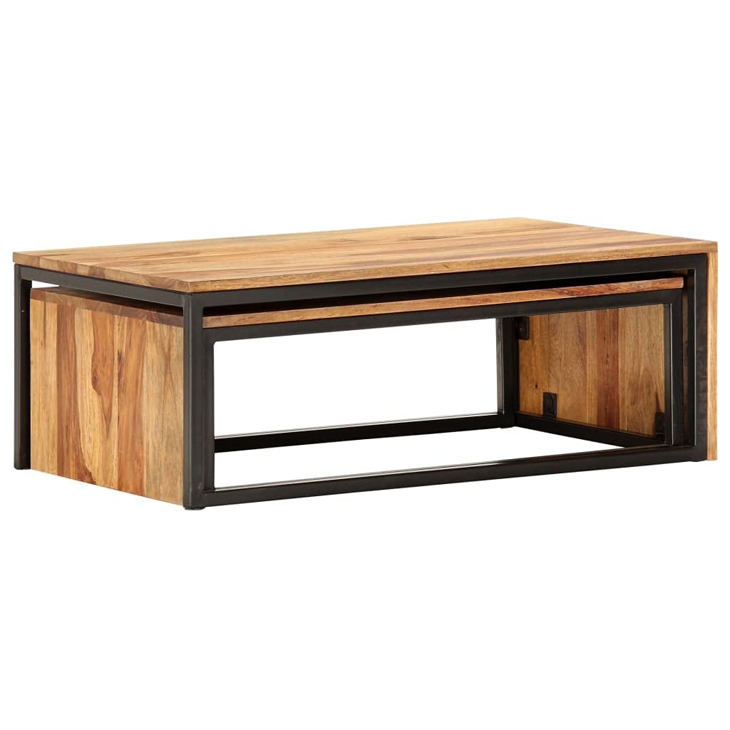 2 pcs Solid Sheesham Wood Nesting Tables M405