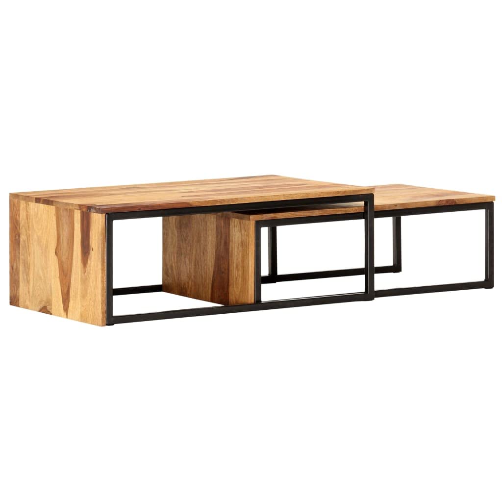 2 pcs Solid Sheesham Wood Nesting Tables M405