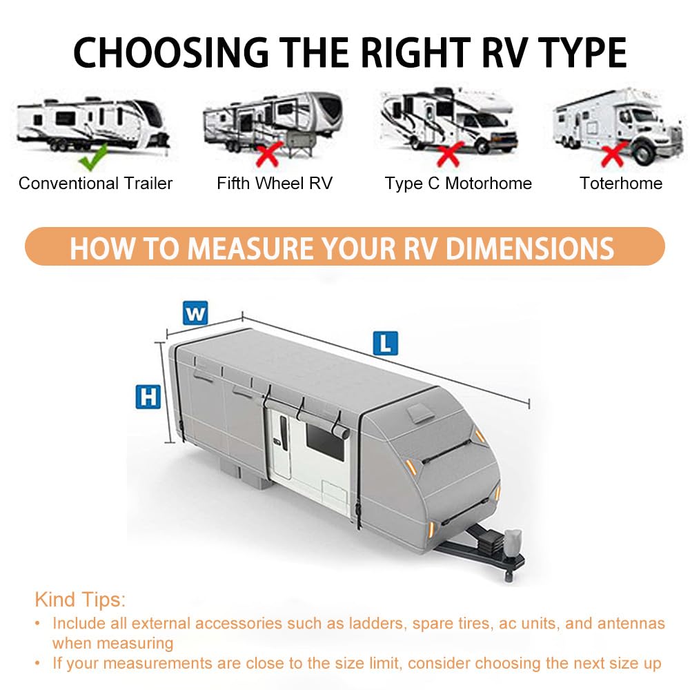 Waterproof 420D Travel Trailer Cover with Adjustable Straps O60635