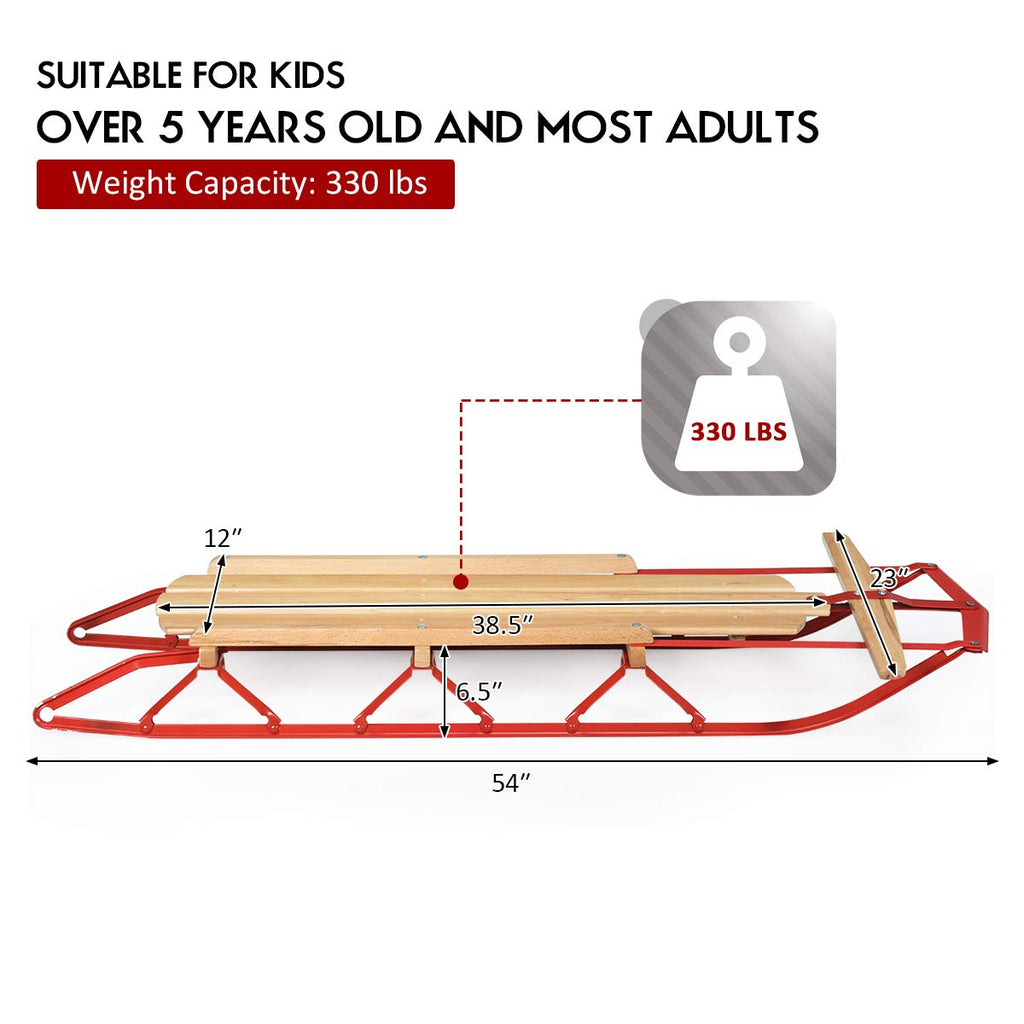 Wood Sled with Metal Runners and Steering Bar S386430