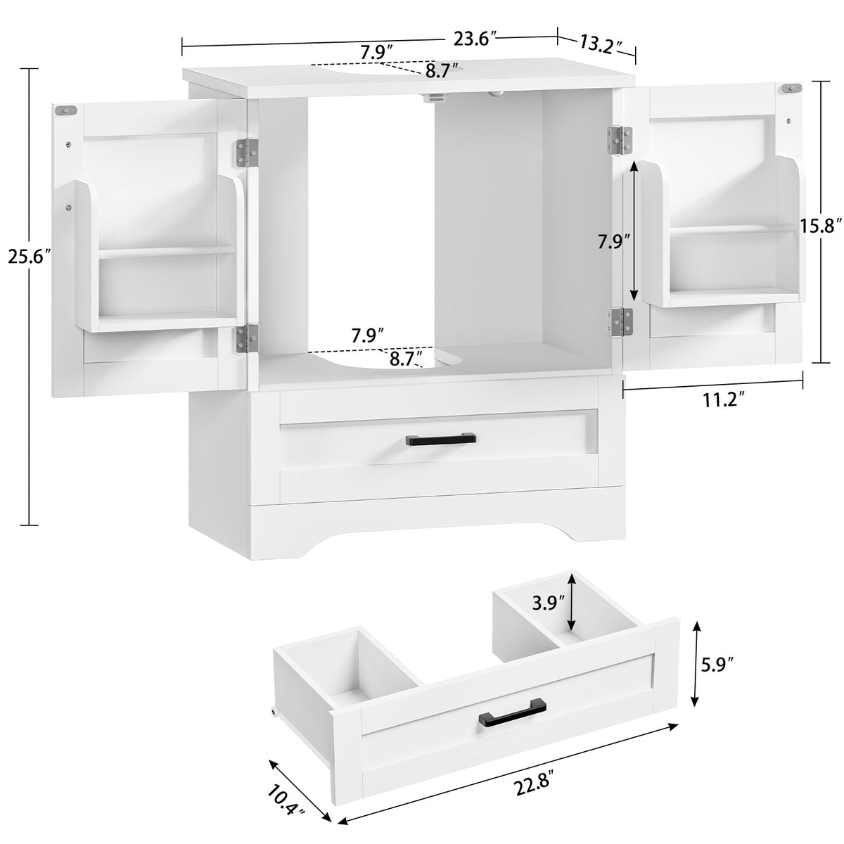 24" Pedestal Sink Storage Cabinet with 2 Doors & 1 Drawer H9141