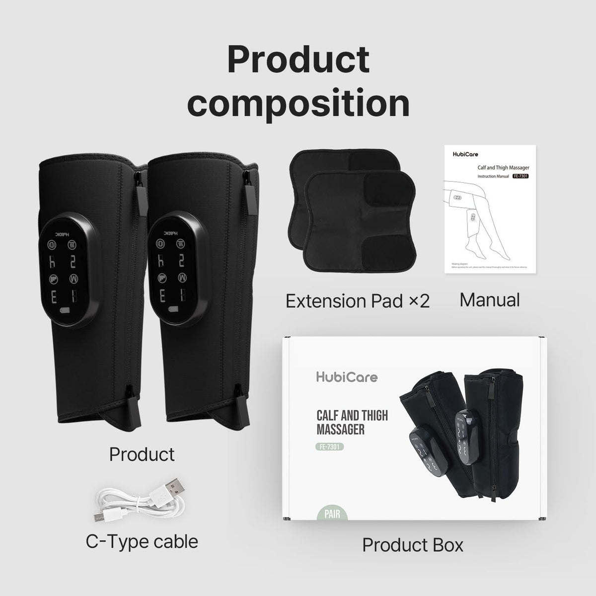 Heated Air Compression Cordless Leg Massager with Extension (Pair) K59710