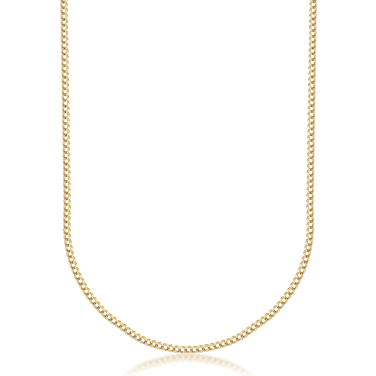 18K Solid Gold Cuban Curb Link Chain Necklace W55827