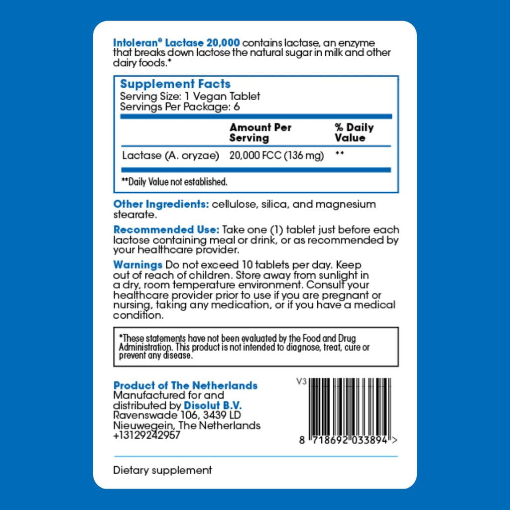 Lactase Digestive Enzymes 6 Scored Tablets B817