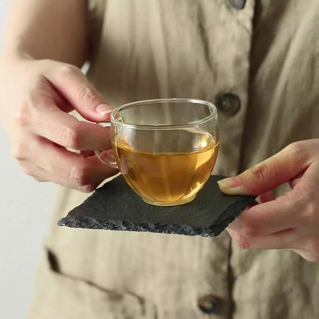 12 Pc Natural Stone Square Drink Coasters E9578