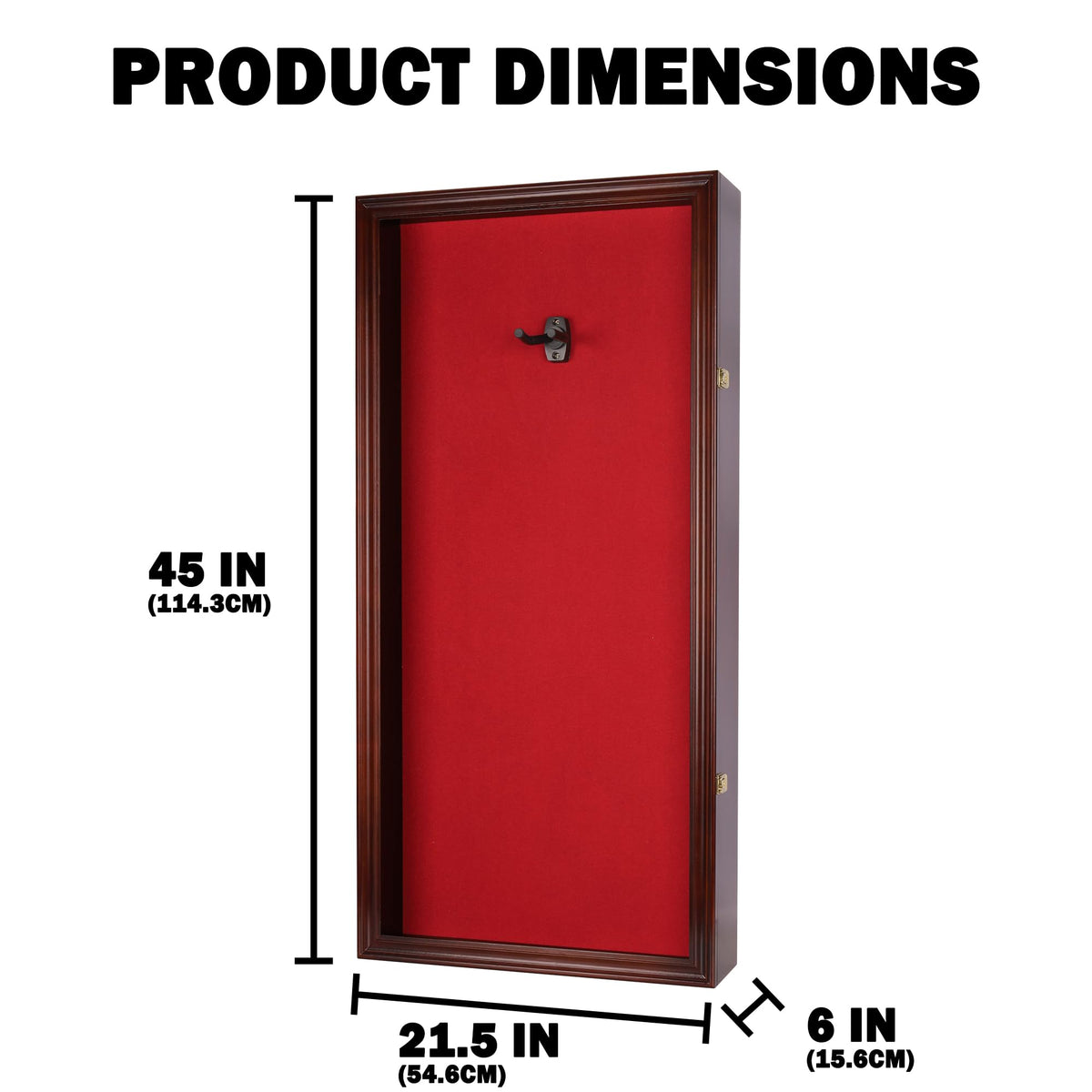 45" Acoustic Guitar Display Case Cabinet Wall Mountable Mahogany Finish C637804