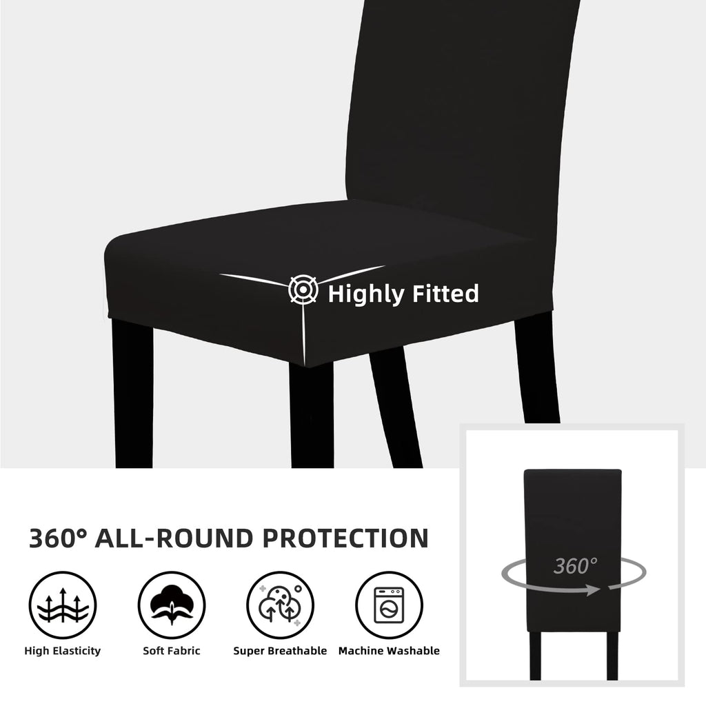 Black Stretch Dining Room Chair Slipcovers Set of 4 Q4625