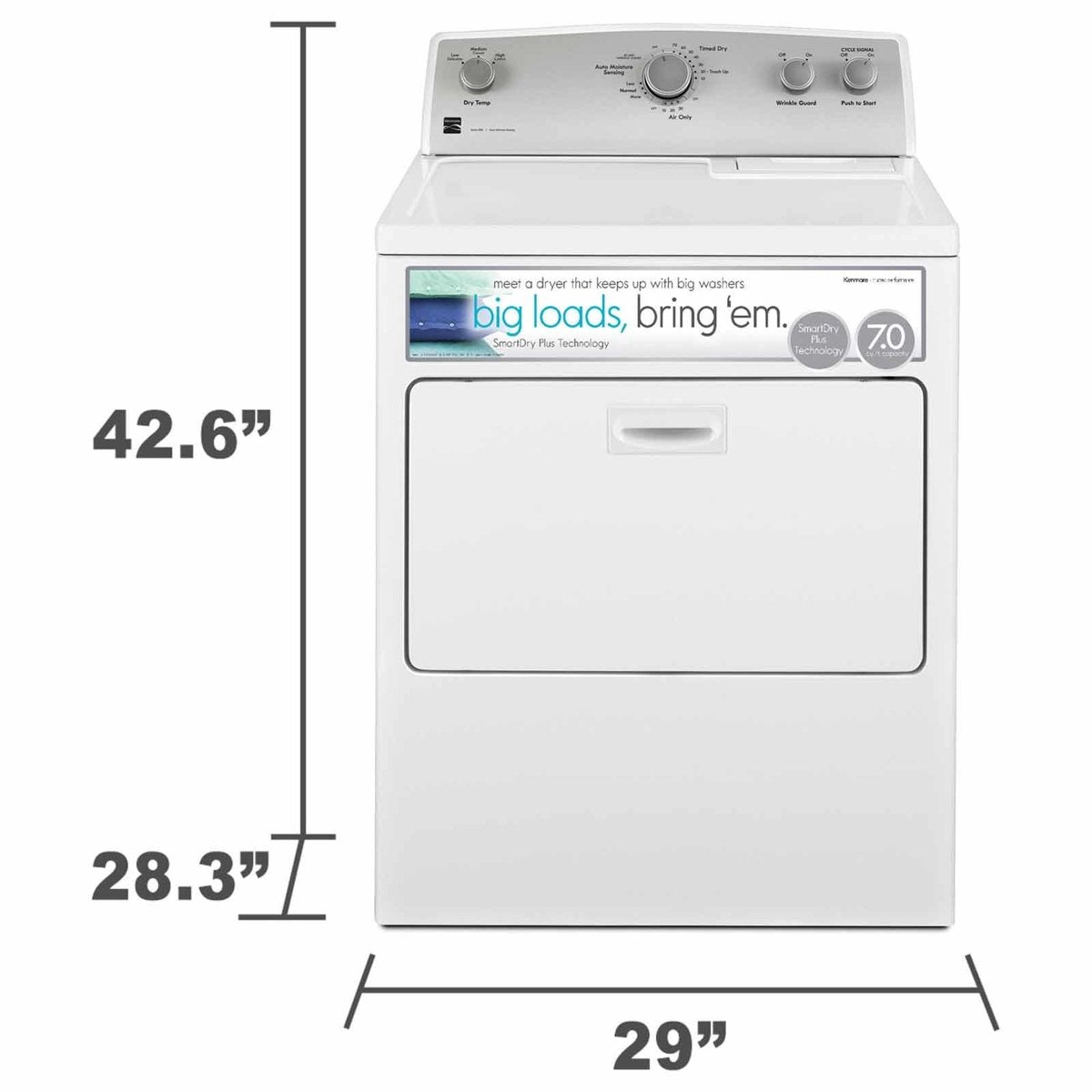 29" Front Load Electric Dryer 7.0 Cubic Feet White R23661