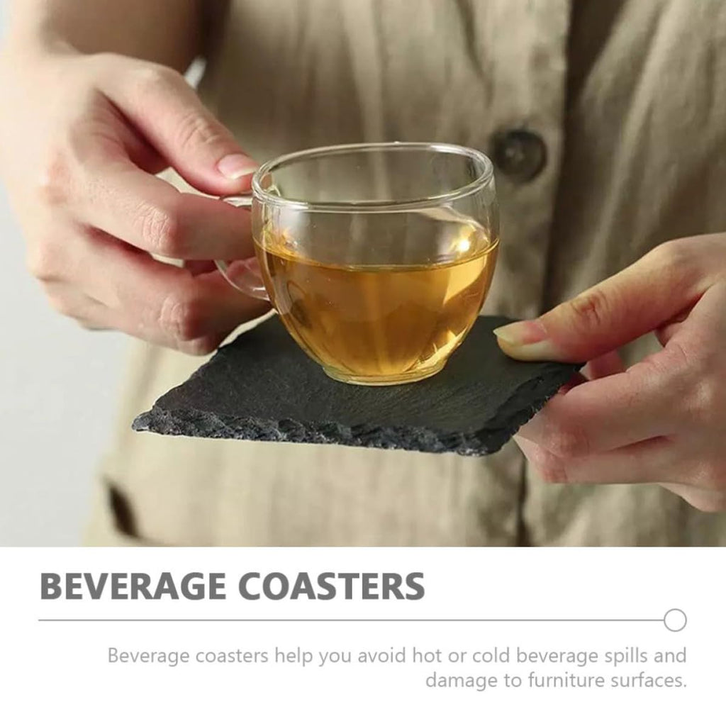 12 Pc Natural Stone Square Drink Coasters E9578