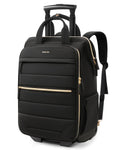 Black Rolling Puffer Backpack with Wheels F3422