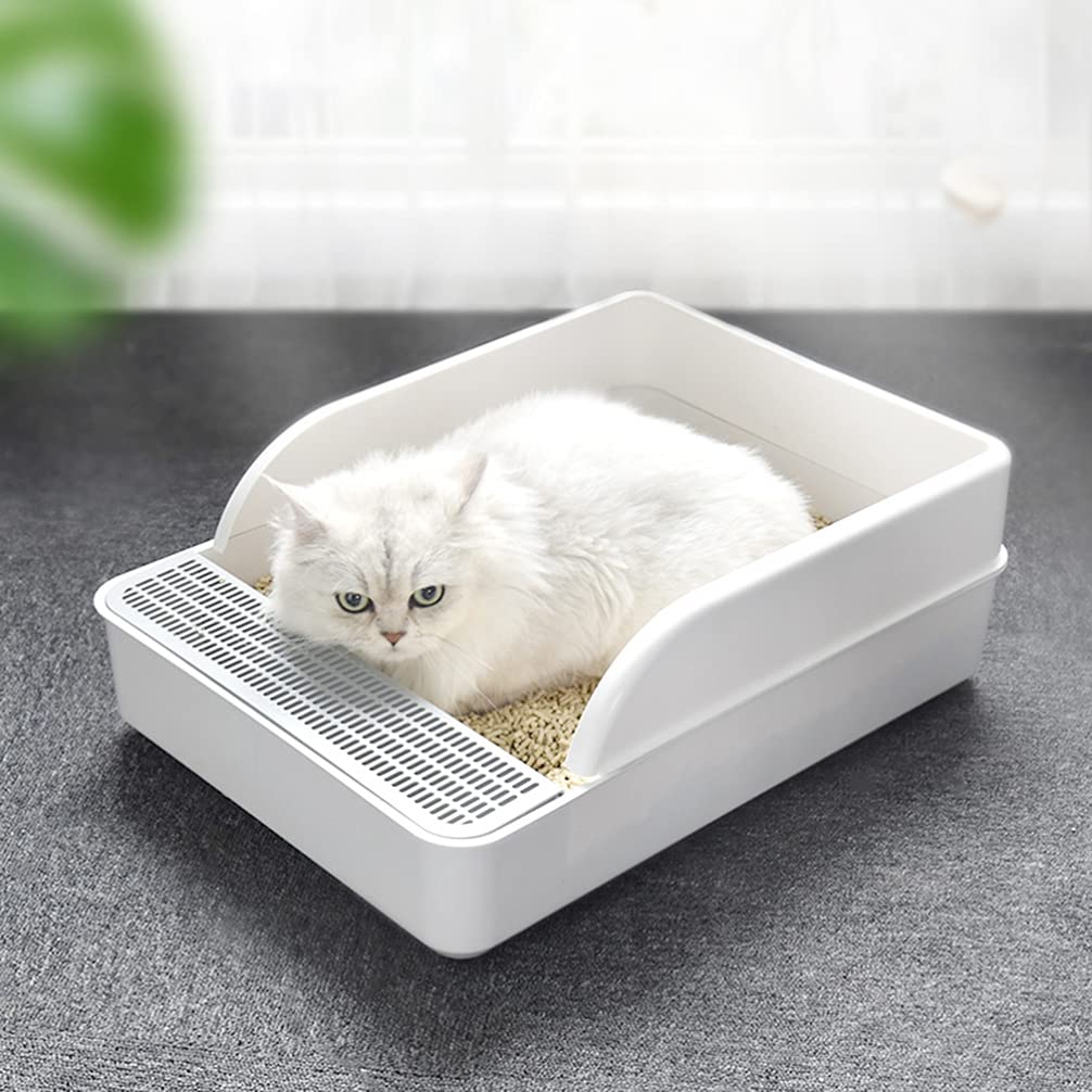 Plastic Half Covered Cat Litter Box Q490