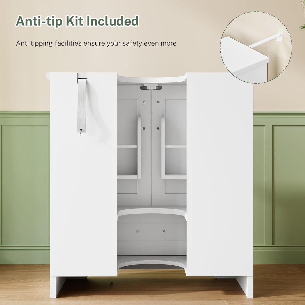 24" Pedestal Sink Storage Cabinet with 2 Doors & 1 Drawer H9141