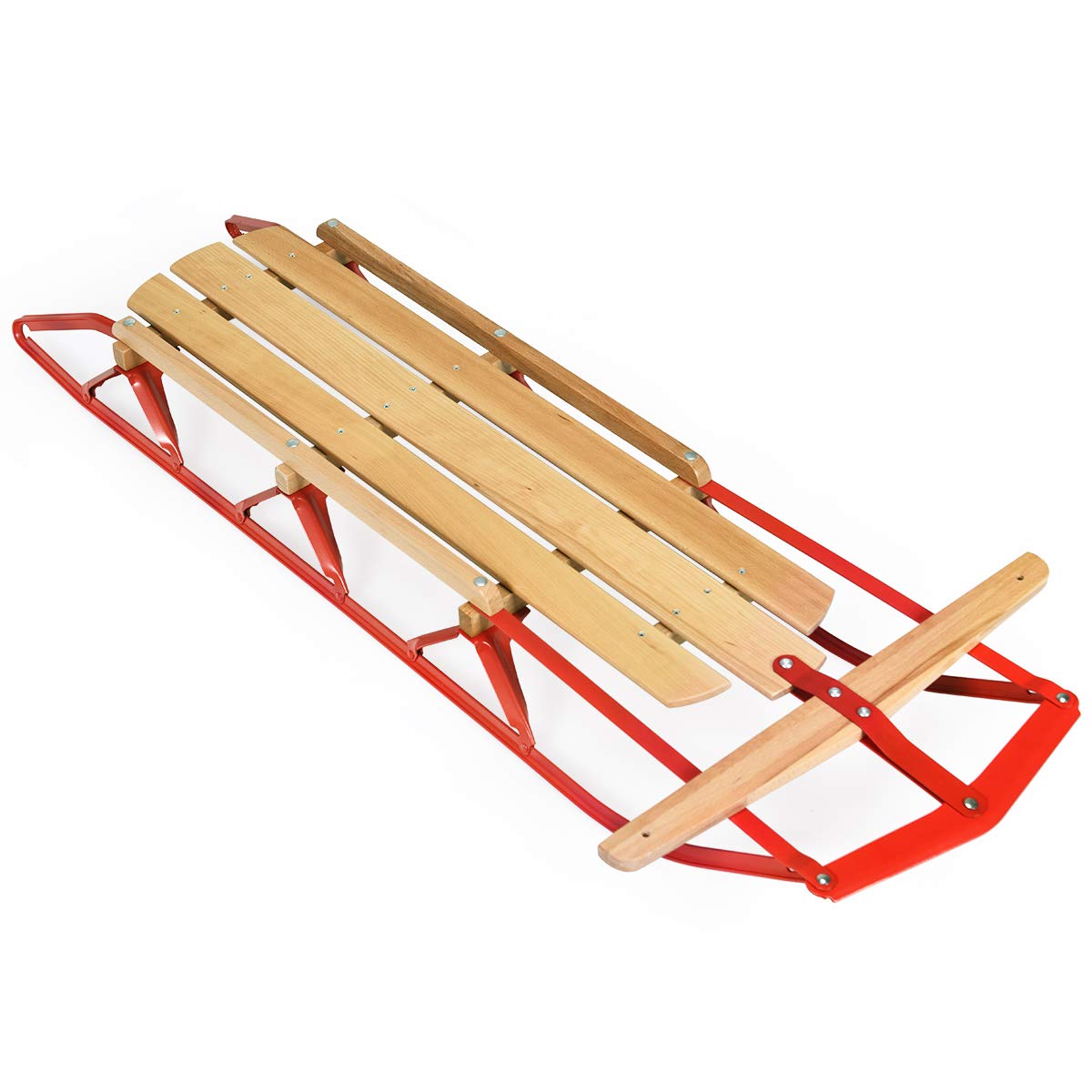 Wood Sled with Metal Runners and Steering Bar S386430