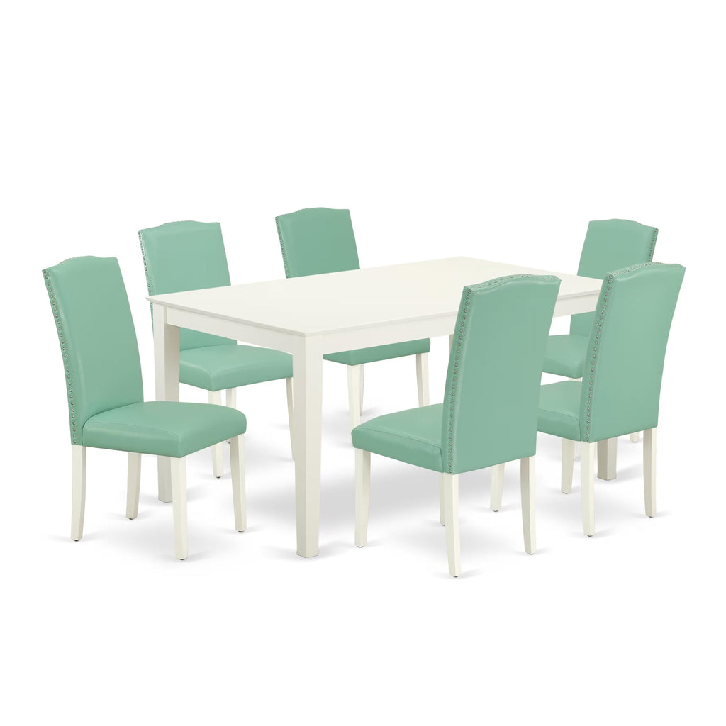 7 Piece Dining Table Set with 6 Faux Leather Chairs K8600