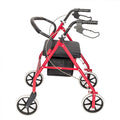 Lightweight Foldable Steel Rollator Walker with Seat, 8" Wheels, Red I425244
