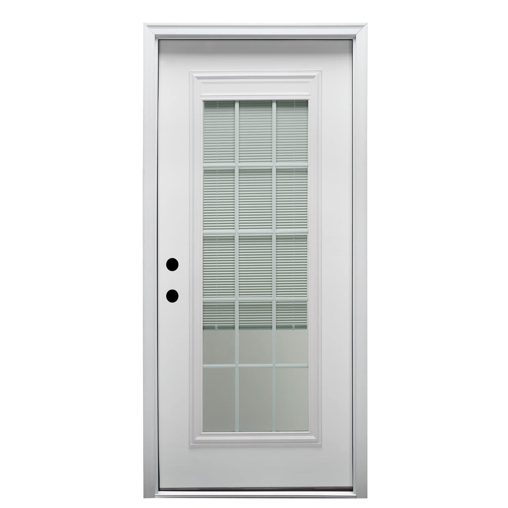 Primed Steel Right-Hand Inswing Full Lite Prehung Front Door 36" x 80" T765174