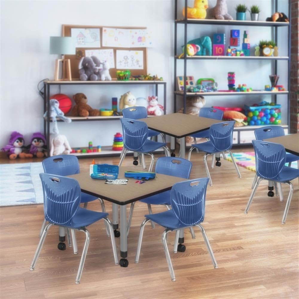 42" Square Mobile Table with 4 Stack Chairs T100637