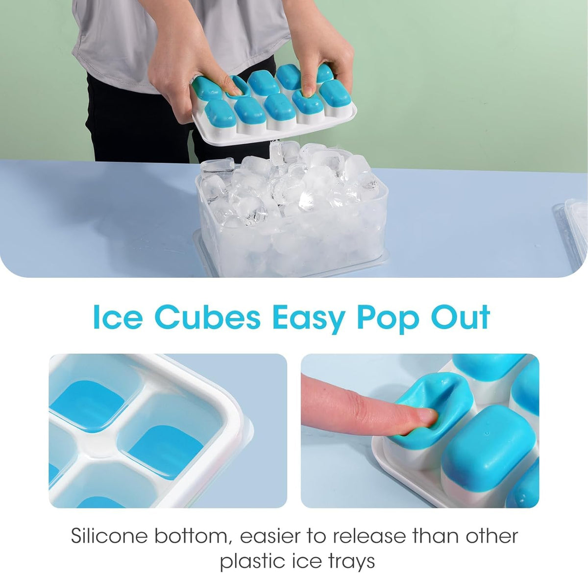 Ice Cube Tray with Lid and Bin, 4 Pack M210