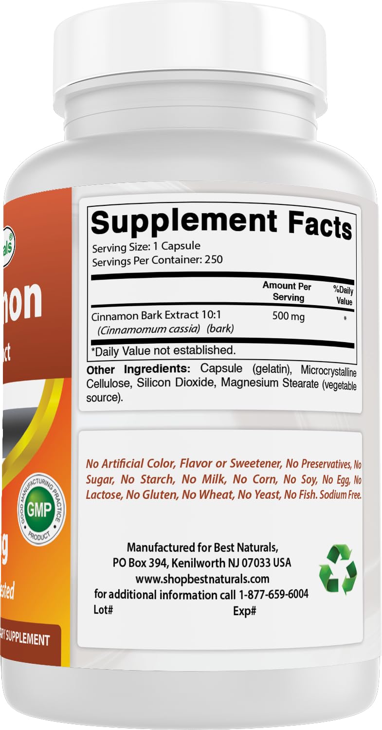 Cinnamon 500 mg 250 Capsules B35362