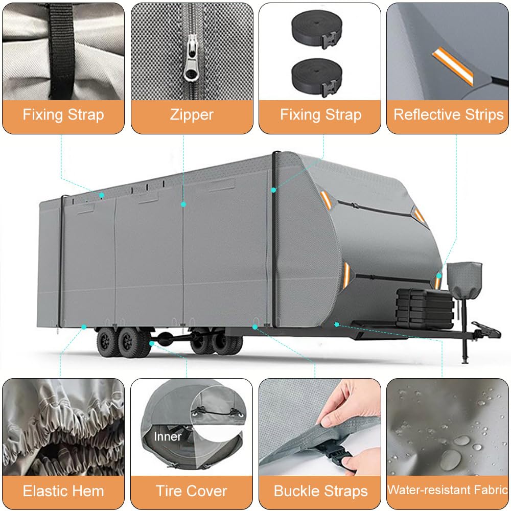 Waterproof 420D Travel Trailer Cover with Adjustable Straps O60635