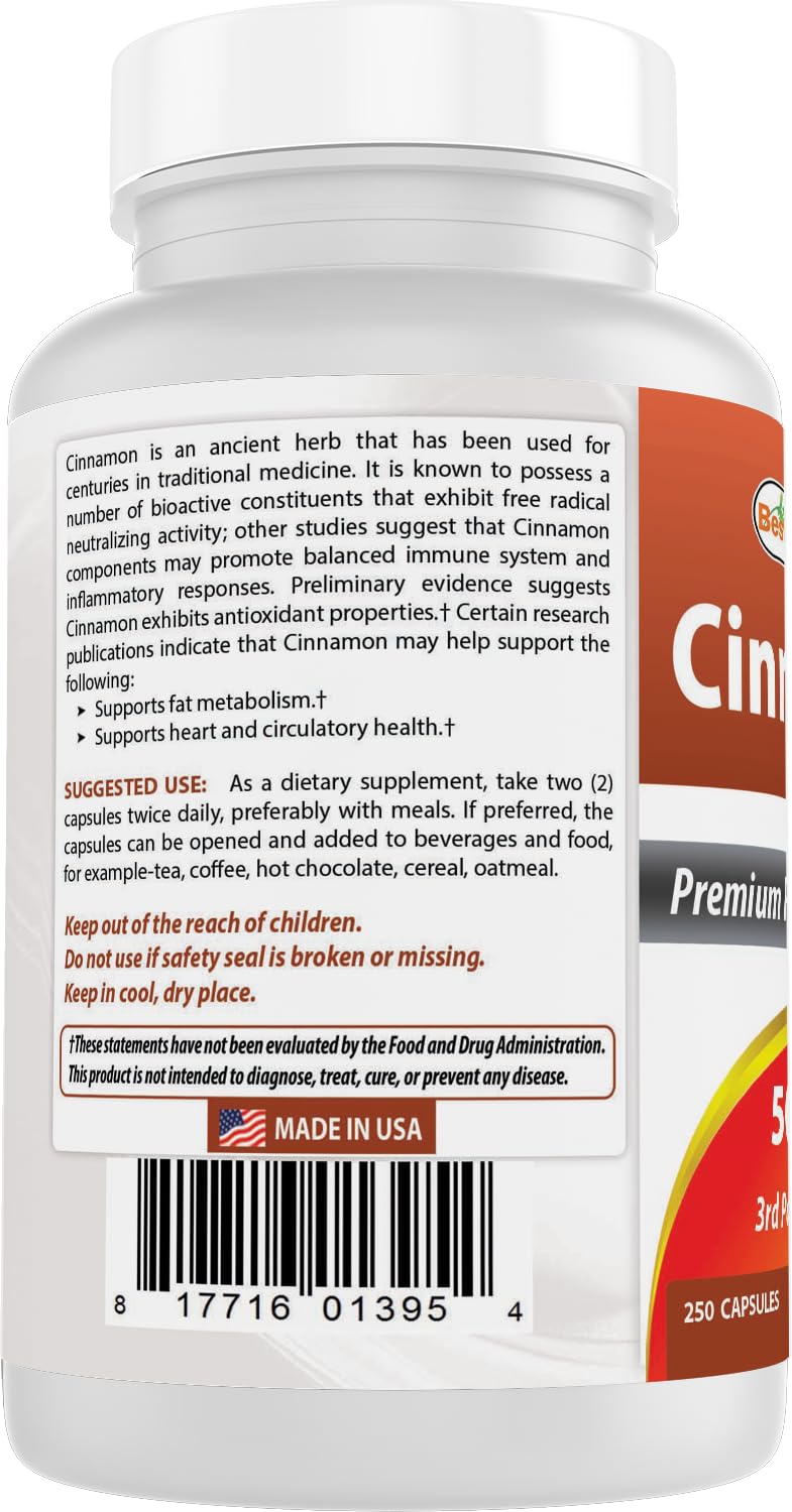 Cinnamon 500 mg 250 Capsules B35362