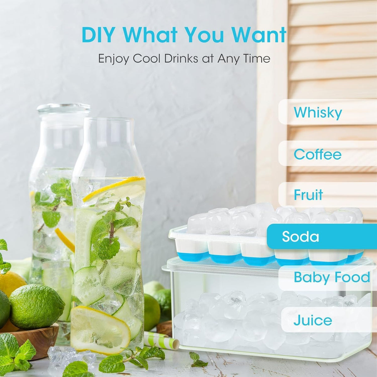 Ice Cube Tray with Lid and Bin, 4 Pack M210