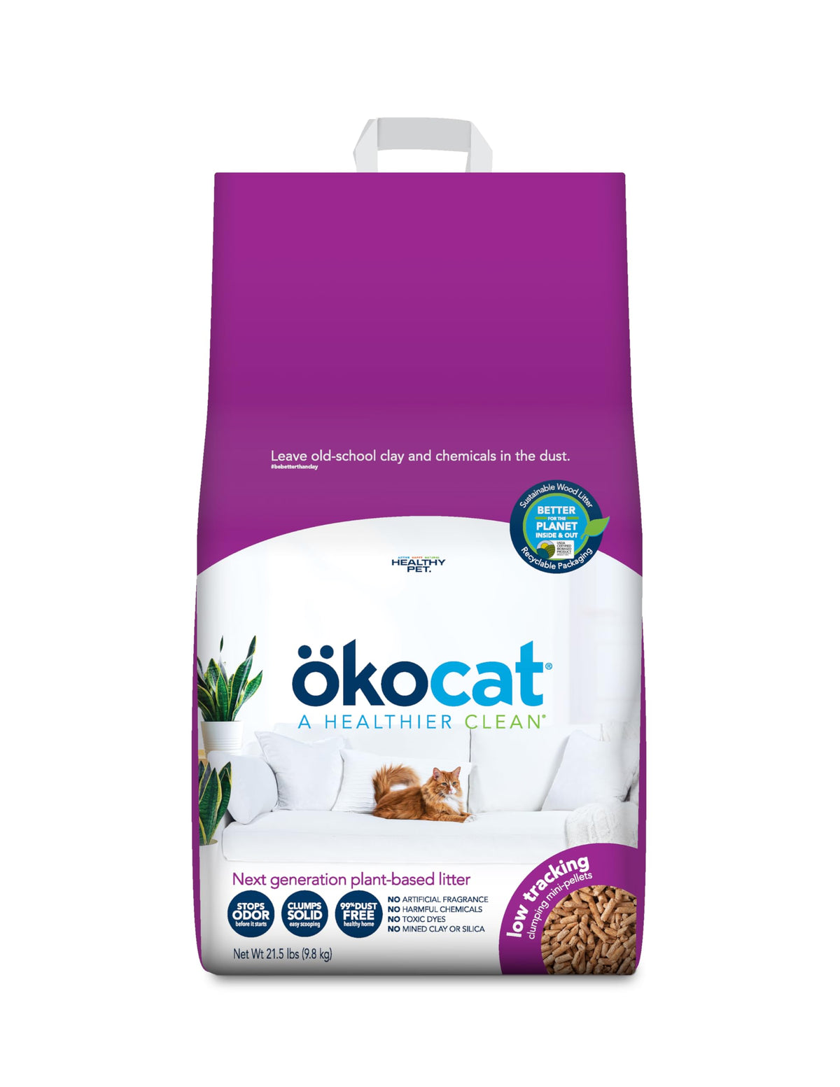 Low Tracking Natural Wood Clumping Cat Litter 21.5 Lbs V888315