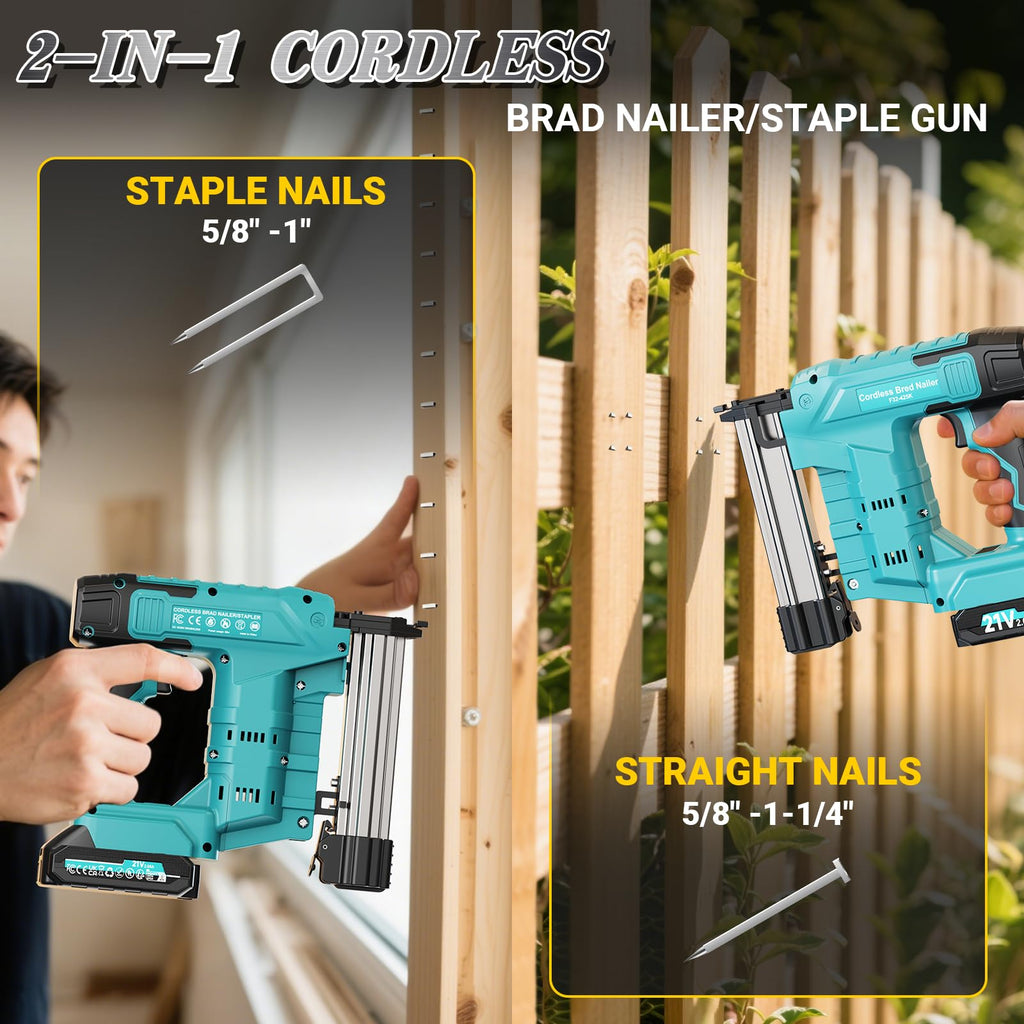 Cordless 2-in-1 21V Electric Nail Gun with Battery U58370