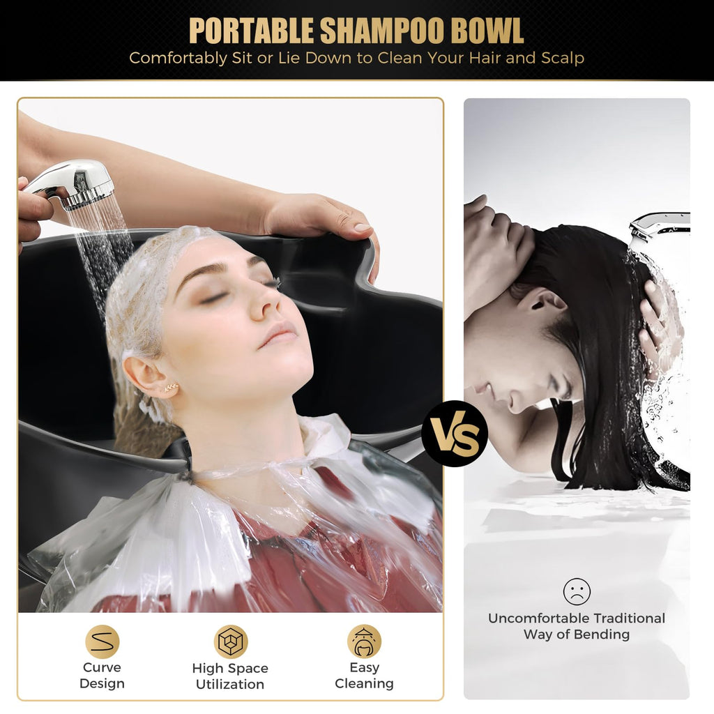 Portable Plastic Shampoo Bowl with 2 Bucket and Electric Pump J710