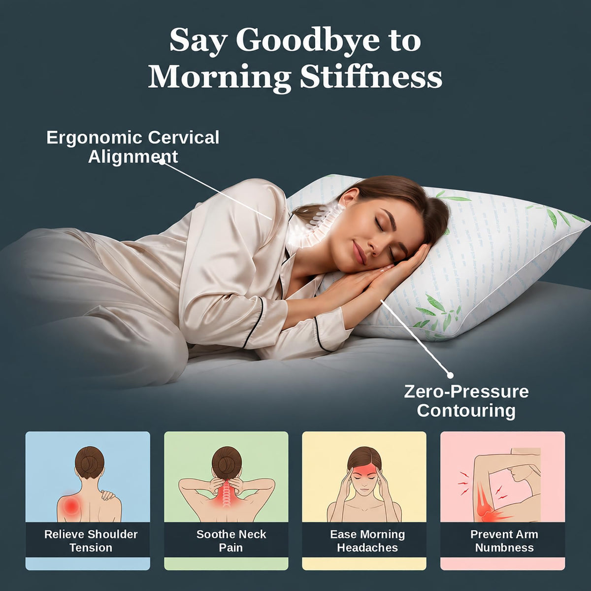King Size Set of 2 Cooling Hybrid Bed Pillows I503517