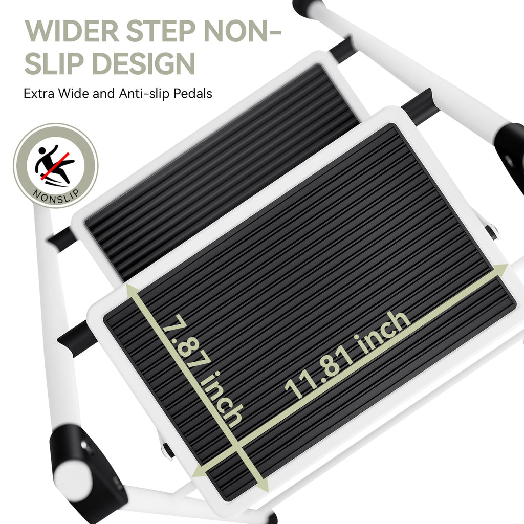 2 Step Folding Step Stool with Handrails White O201