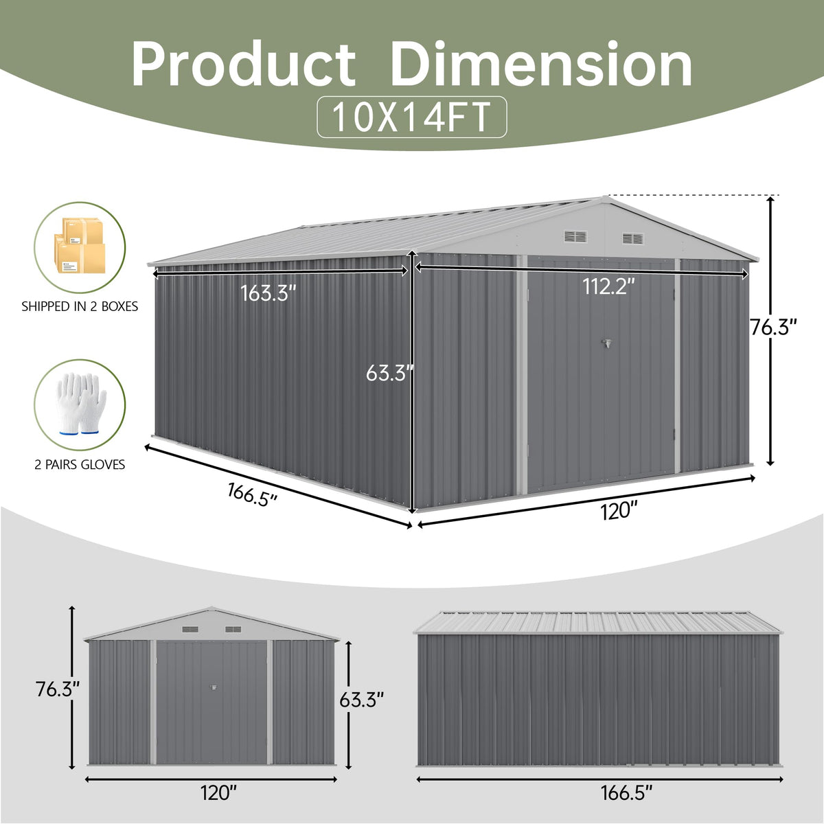 10x14 FT Outdoor Storage Shed U69711