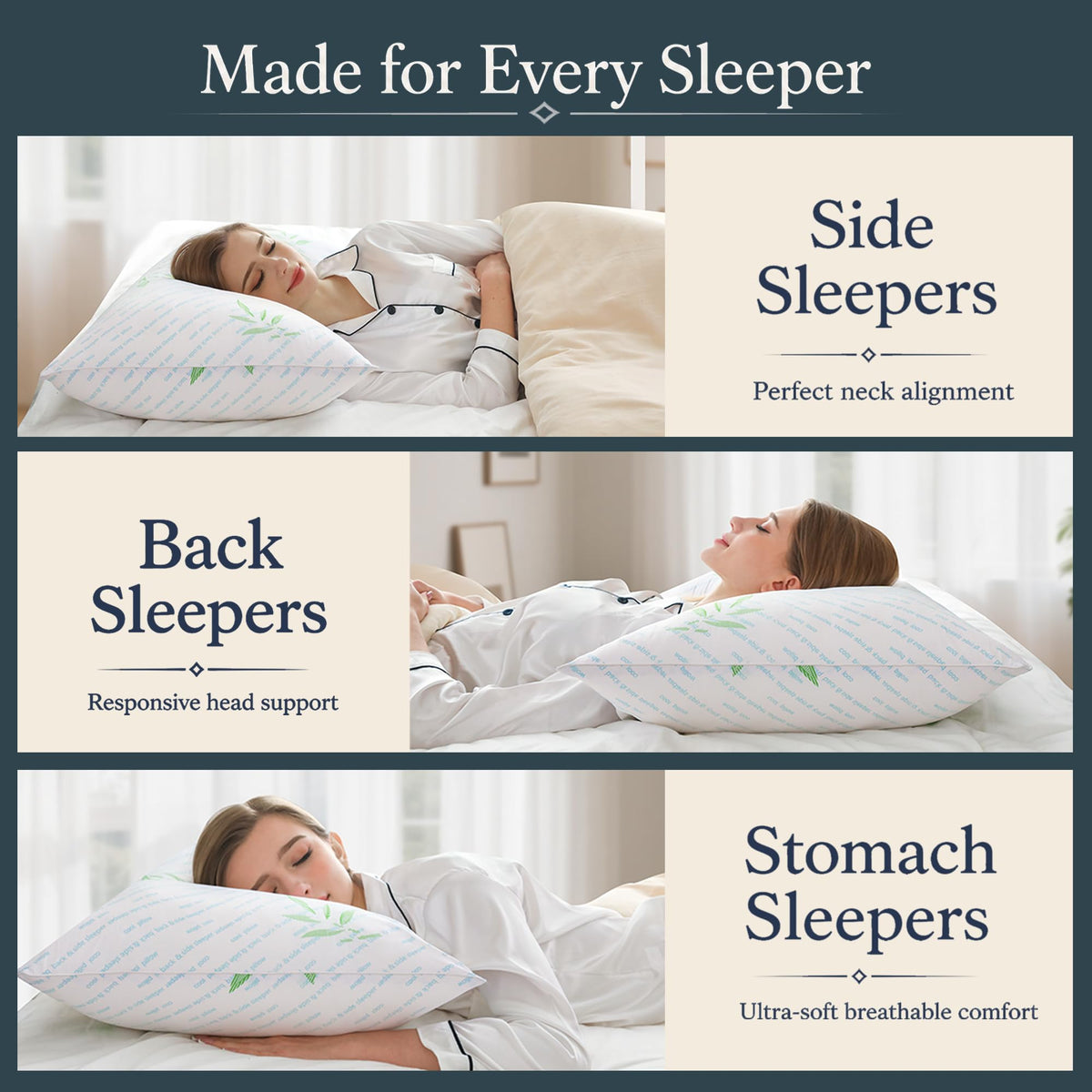 King Size Set of 2 Cooling Hybrid Bed Pillows I503517