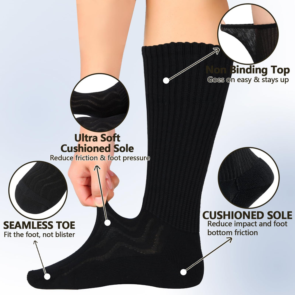 Bamboo Viscose Non-Binding Moisture Wicking Crew Socks With Seamless Toe R9794