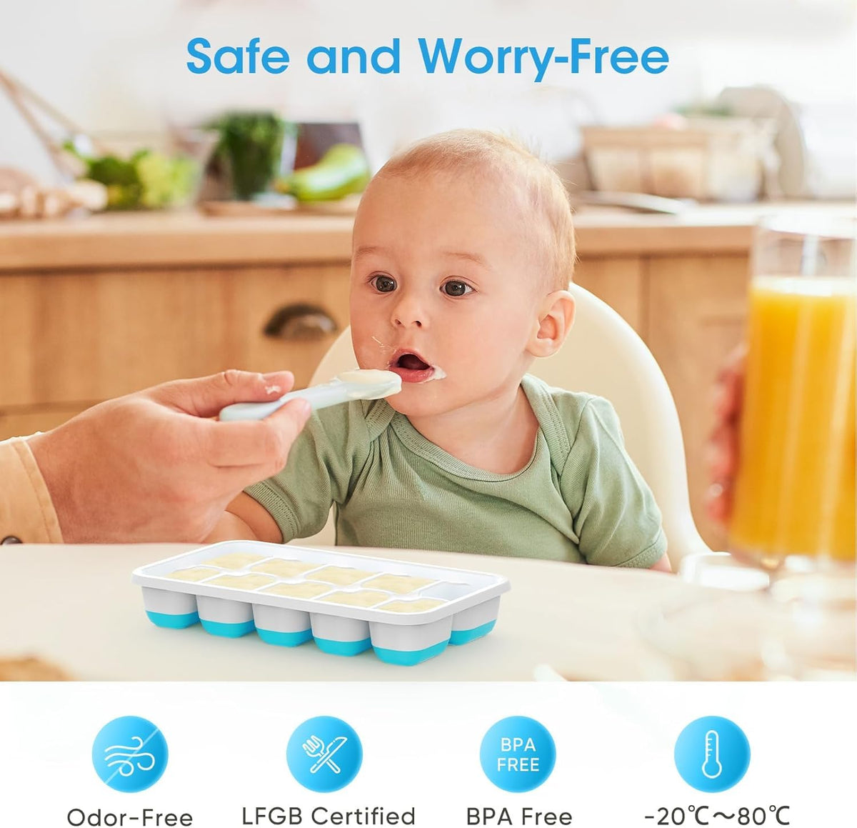 Ice Cube Tray with Lid and Bin, 4 Pack M210