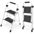 2 Step Folding Step Stool with Handrails White O201
