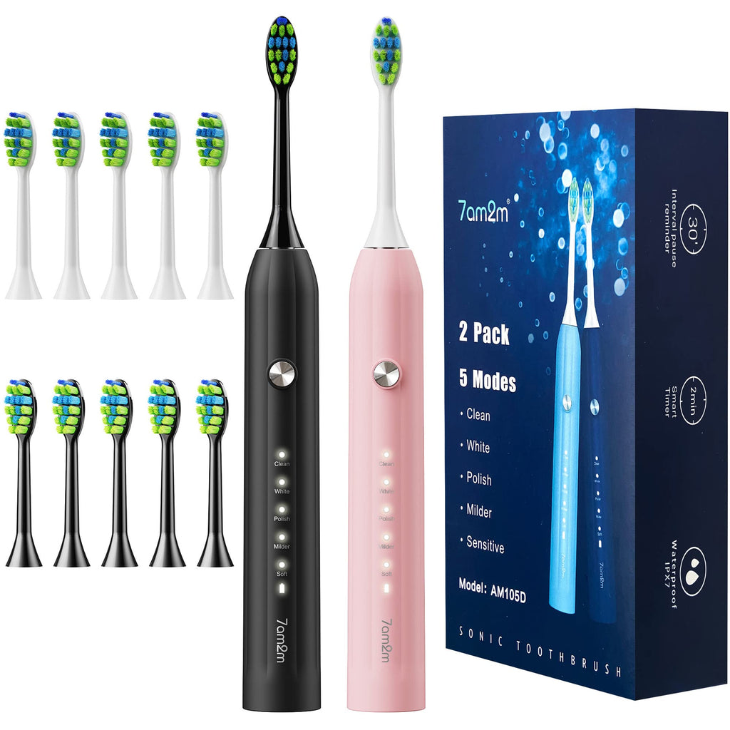 Sonic Electric Toothbrush with 12 Brush Heads 2 Pack B57697