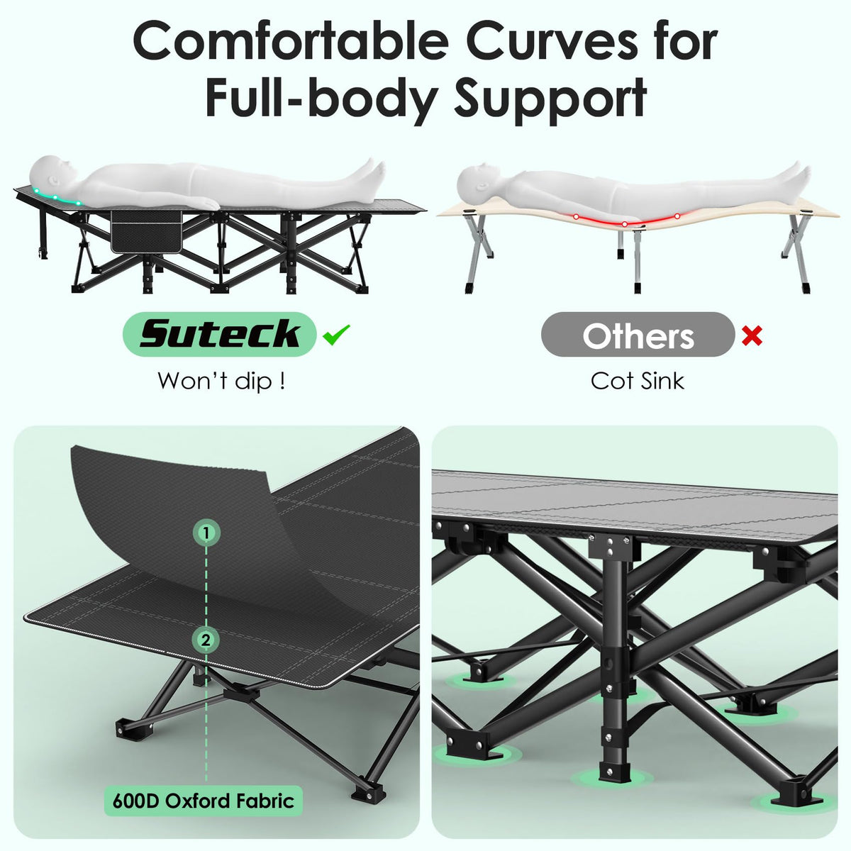 Folding Camp Cot with Cushion U78012