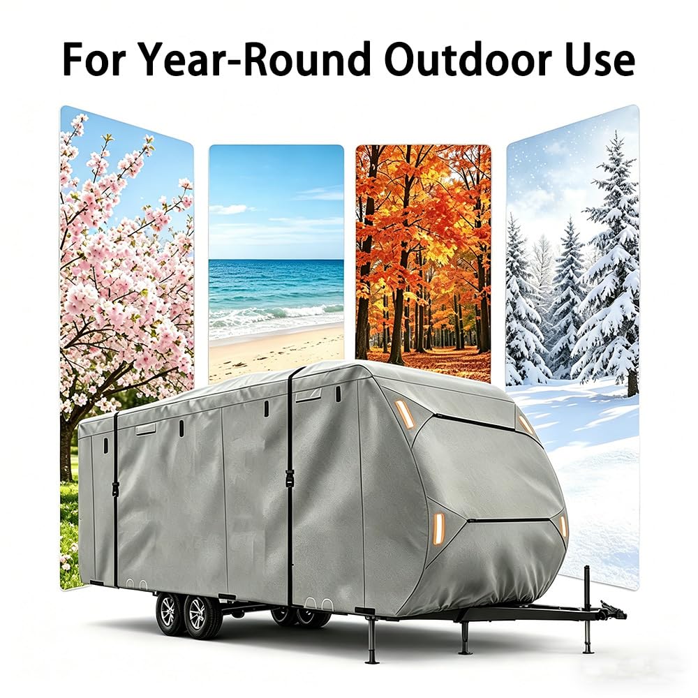 Waterproof 420D Travel Trailer Cover with Adjustable Straps O60635
