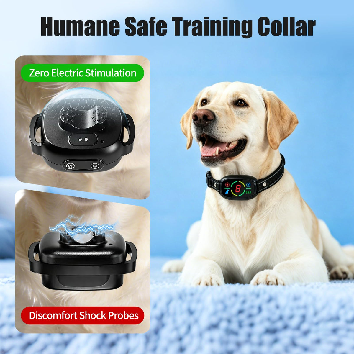 Rechargeable Dog Bark Collar with 3 Beep & Vibration Modes Q688594