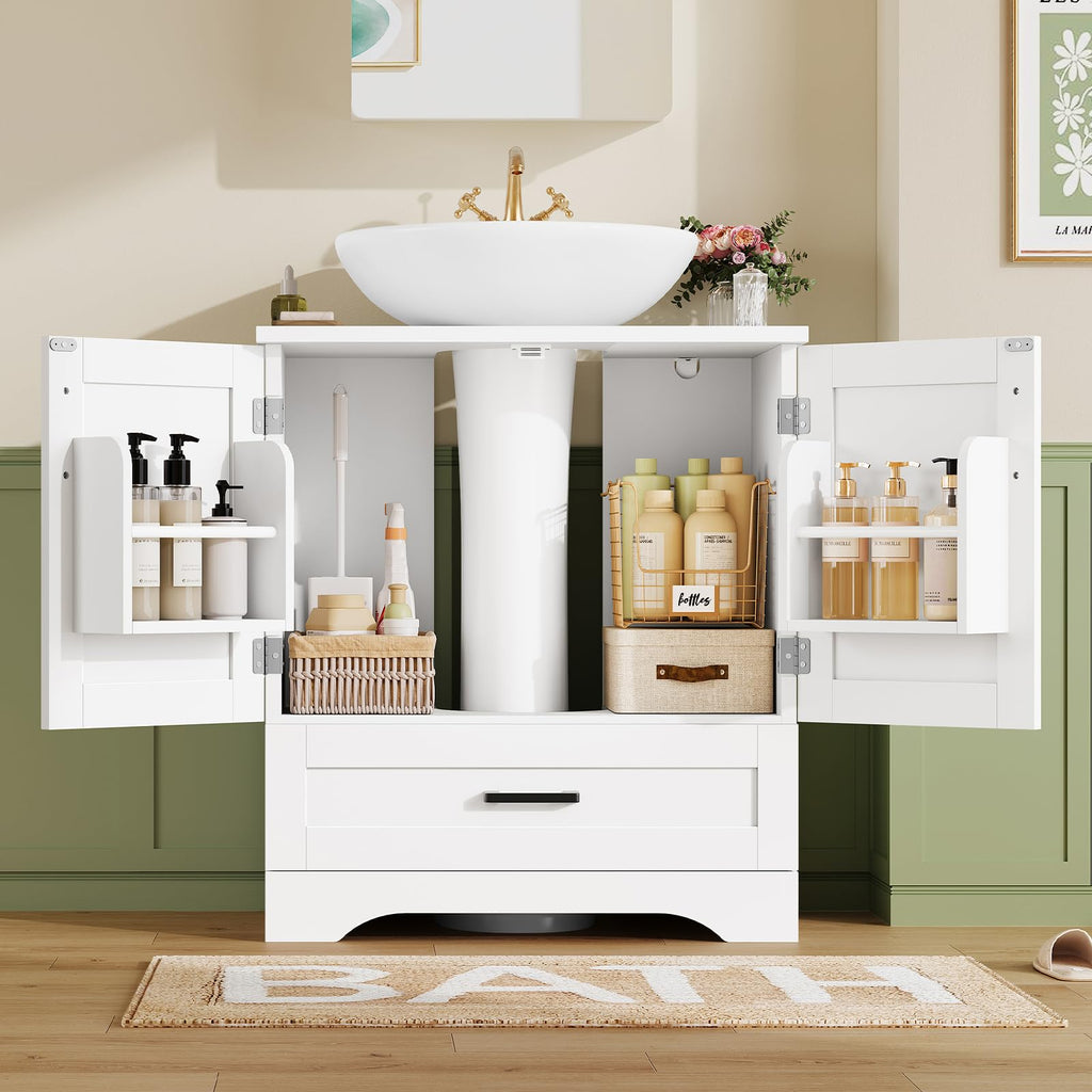 24" Pedestal Sink Storage Cabinet with 2 Doors & 1 Drawer H9141