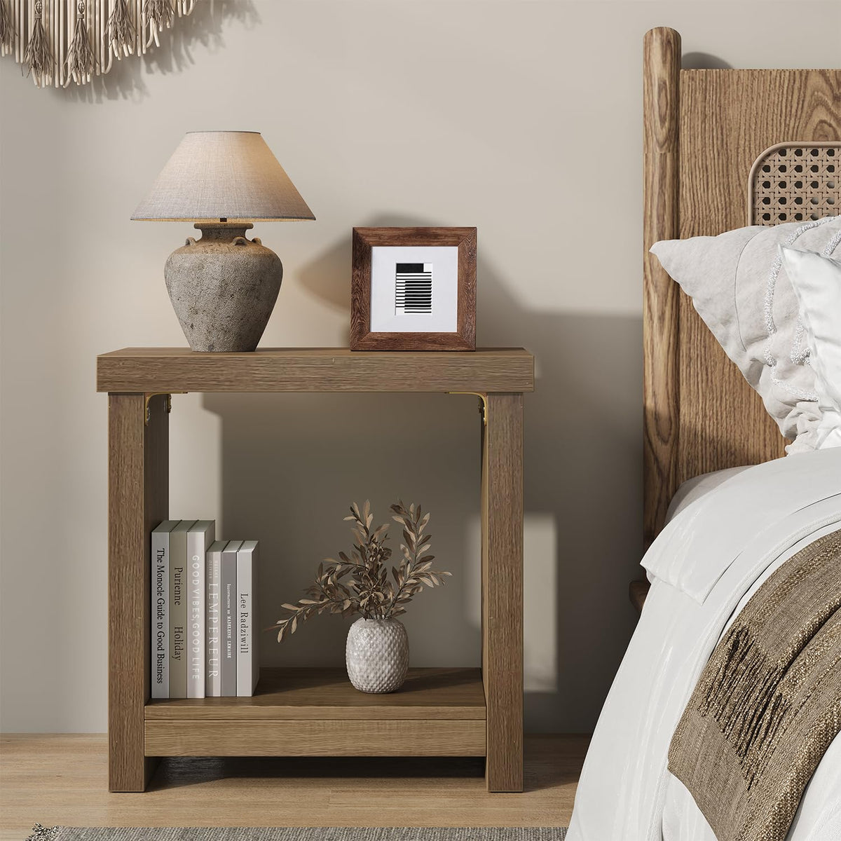 Brown Set of 2 End Tables with Storage Shelves A840