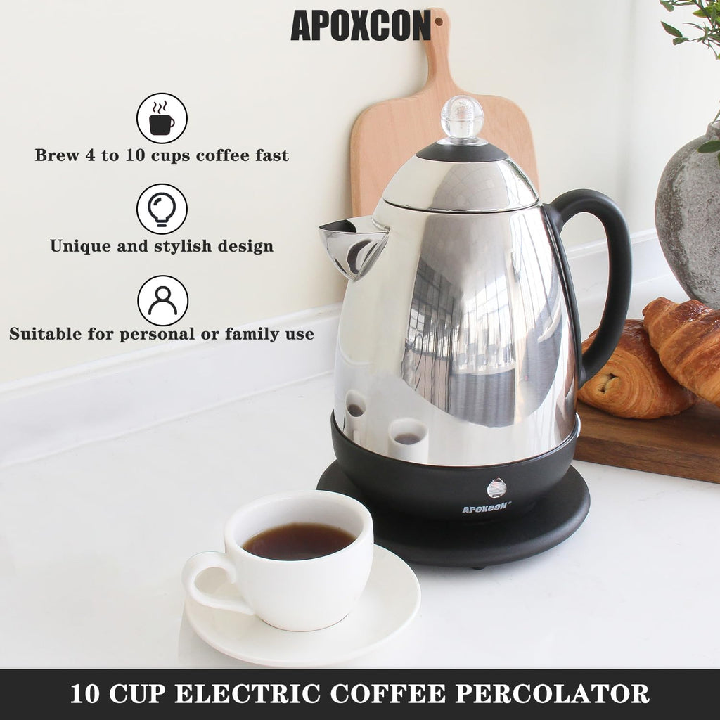 Electric Stainless Steel Coffee Percolator 10 Cup N4986