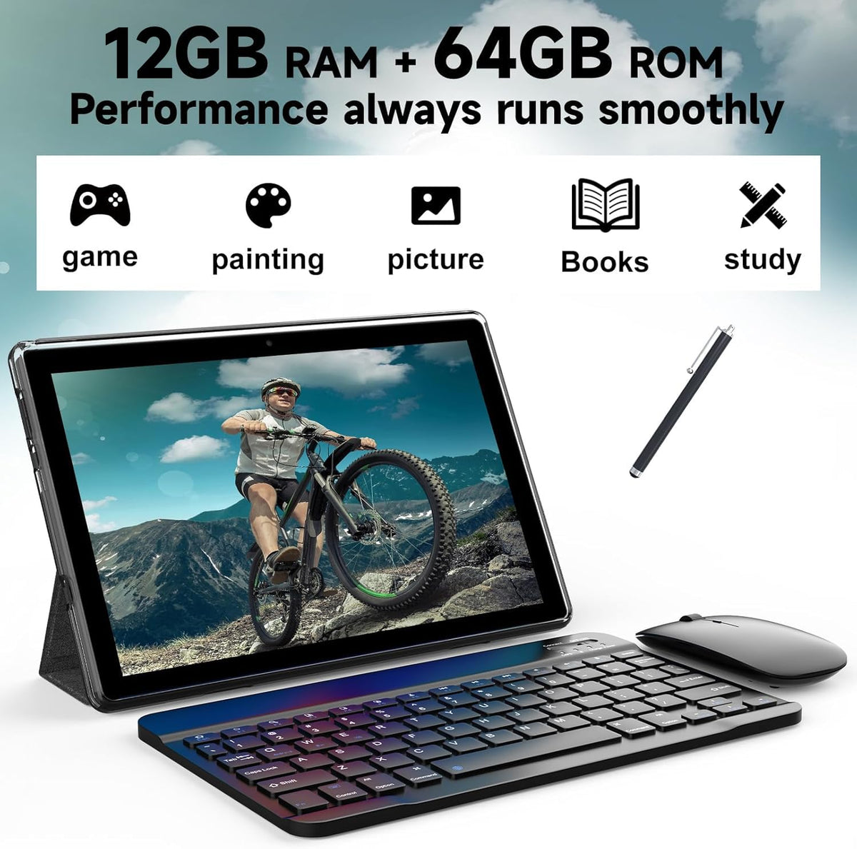 10 inch Tablet 12GB RAM 64GB ROM Black S250833