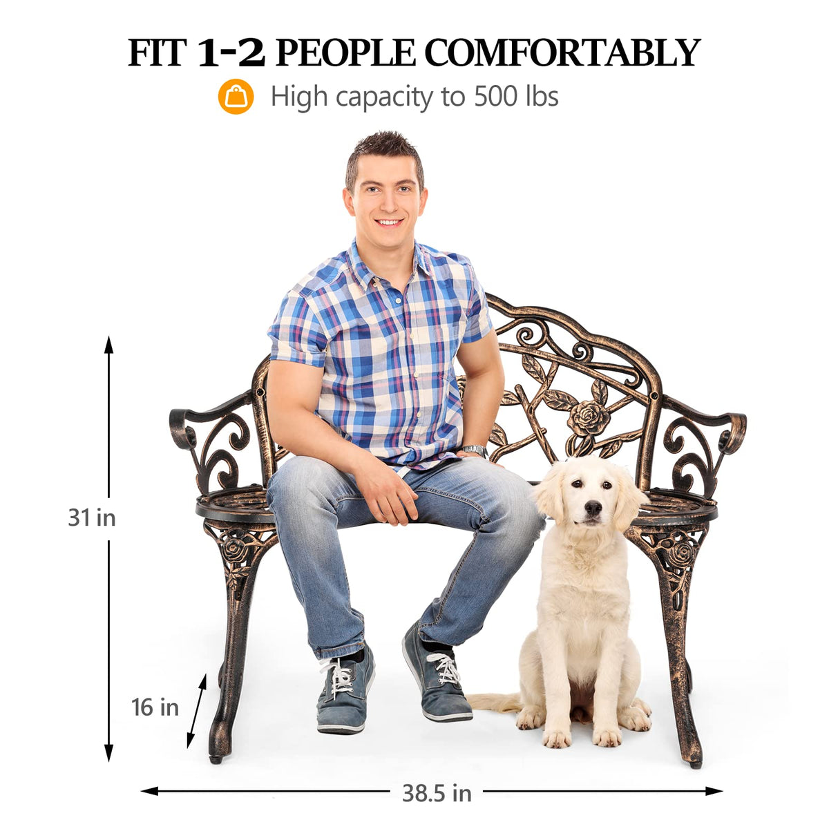 2 Seater Cast Iron Cast Aluminium Garden Bench I328113