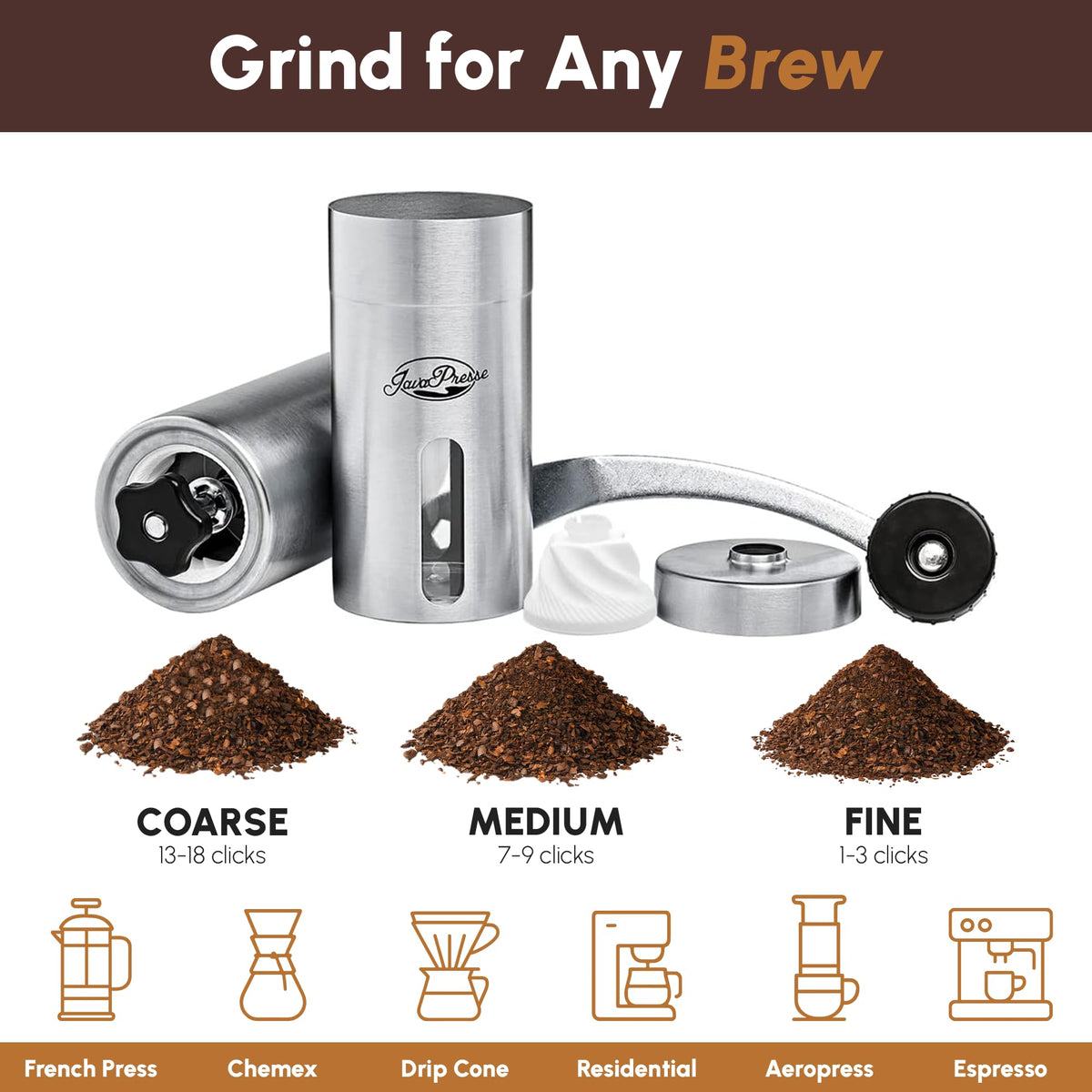 Manual Stainless Steel Conical Burr Coffee Grinder I494025