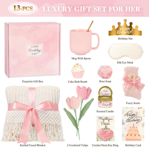 13PCS Spa Self Care Gift Basket Set Rose U101489
